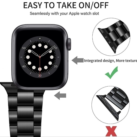 Black Stainless Steel Apple Watch iwatch Band 45mm - Picture 2 of 10
